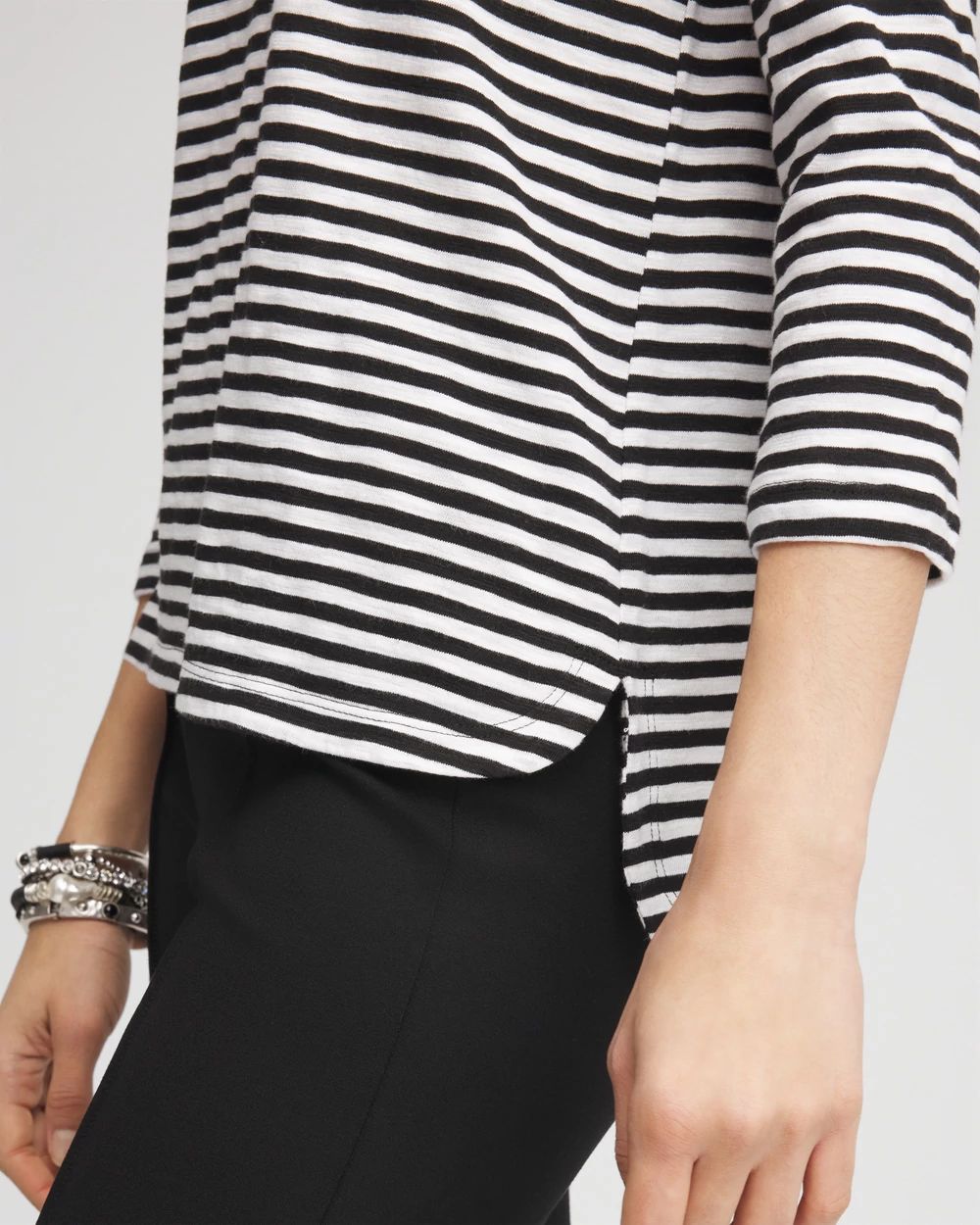 Striped Slub 3/4-Sleeve Tee