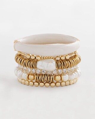 White & Gold Hinge Bracelet click to view larger image.