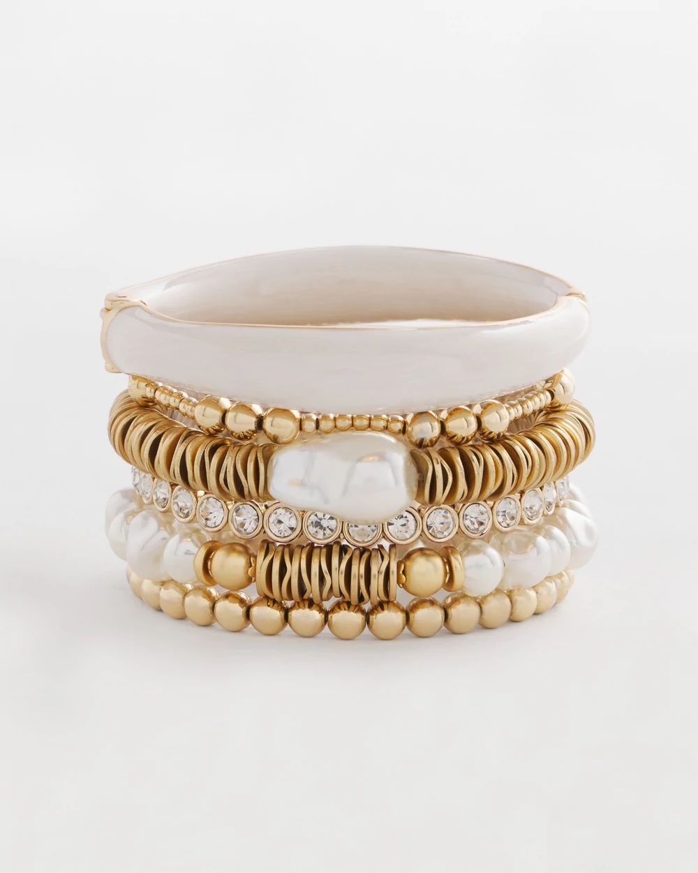 White & Gold Hinge Bracelet