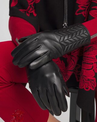 Quilted Black Leather Gloves