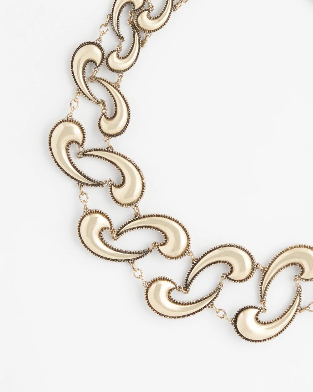 Gold Tone Waves Collar Necklace