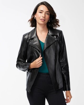 Faux Crocodile Moto Jacket