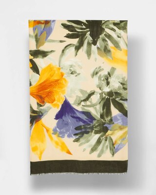 Golden Floral Oblong Scarf