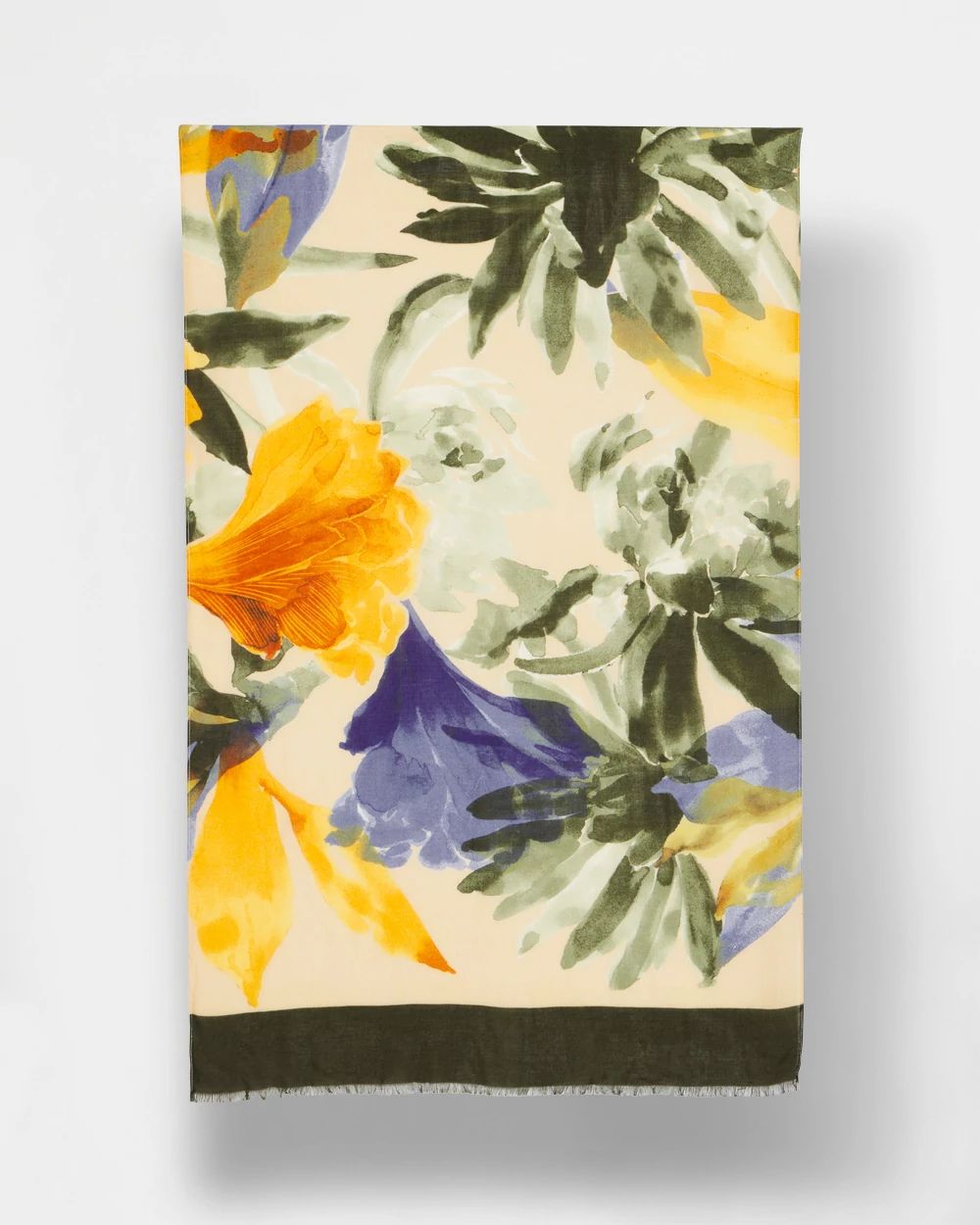 Golden Floral Oblong Scarf