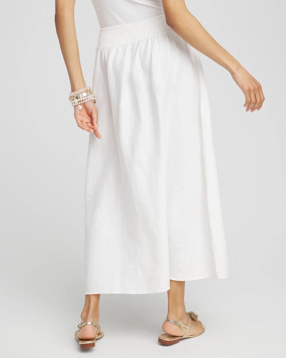 Linen A-line Midi Skirt