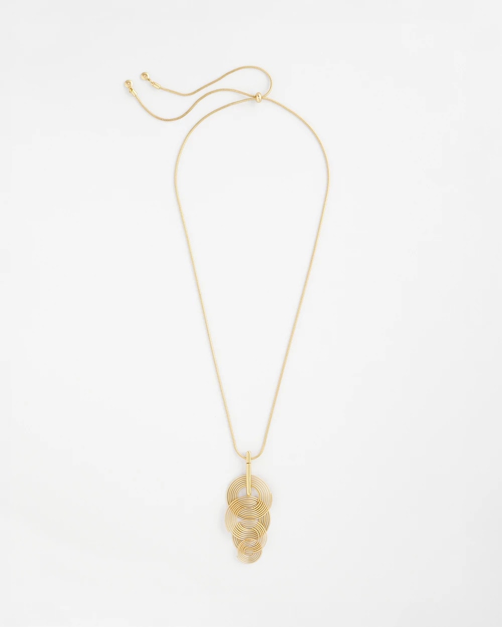 Goldtone Concentric Circles Pendant Necklace