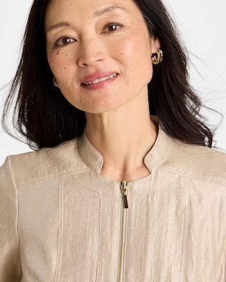 Satin Stand Collar Jacket click to view larger image.