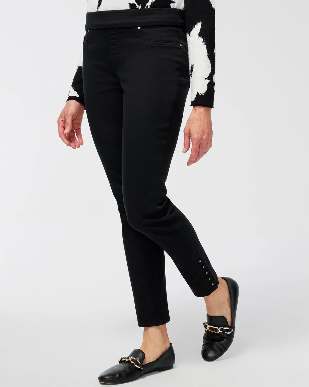 Studded Hem Pull-On Ankle Jeggings