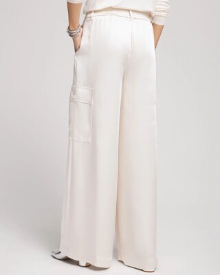 Satin Wide Leg Cargo Pants click to view larger image.