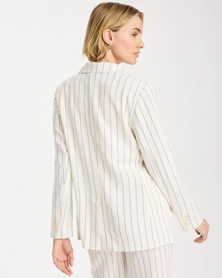 Linen-Blend Striped Boyfriend Blazer click to view larger image.