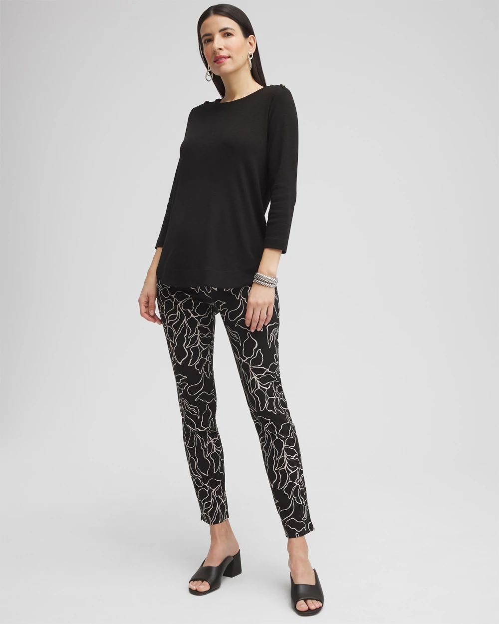Button Trim Ribbed Tunic