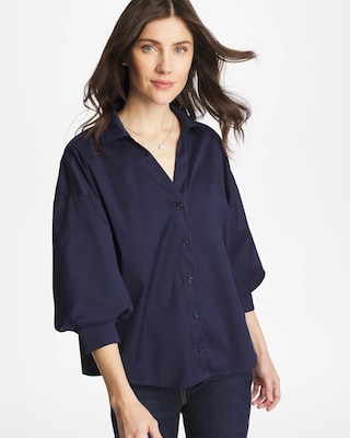 Poplin Billow Sleeve Blouse