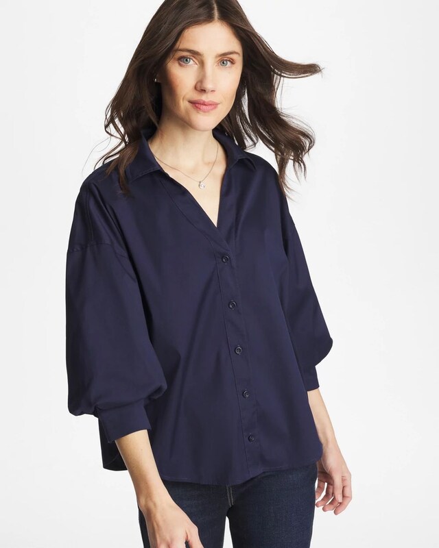 Poplin Billow Sleeve Blouse - image 1