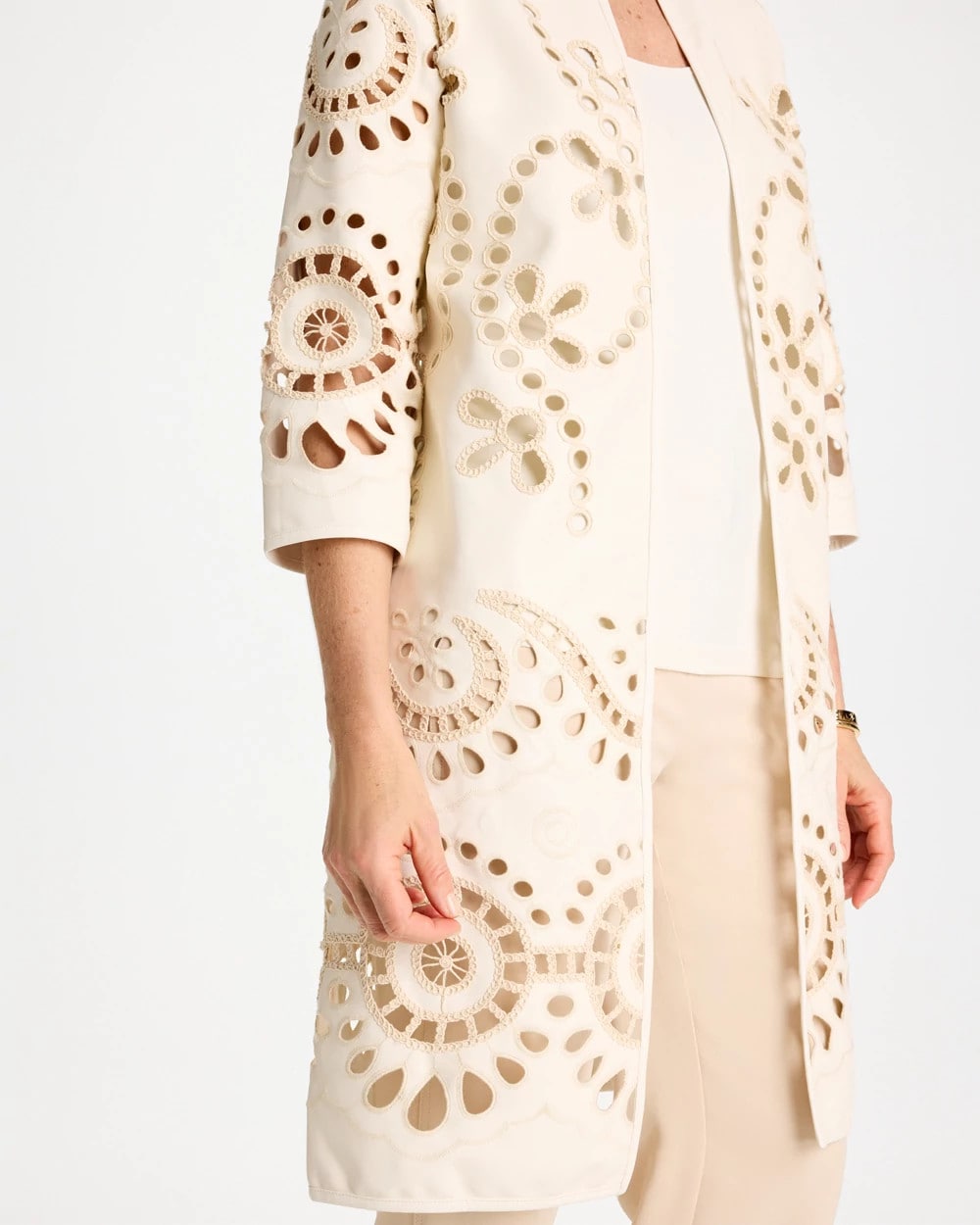 Long Faux Leather Kimono