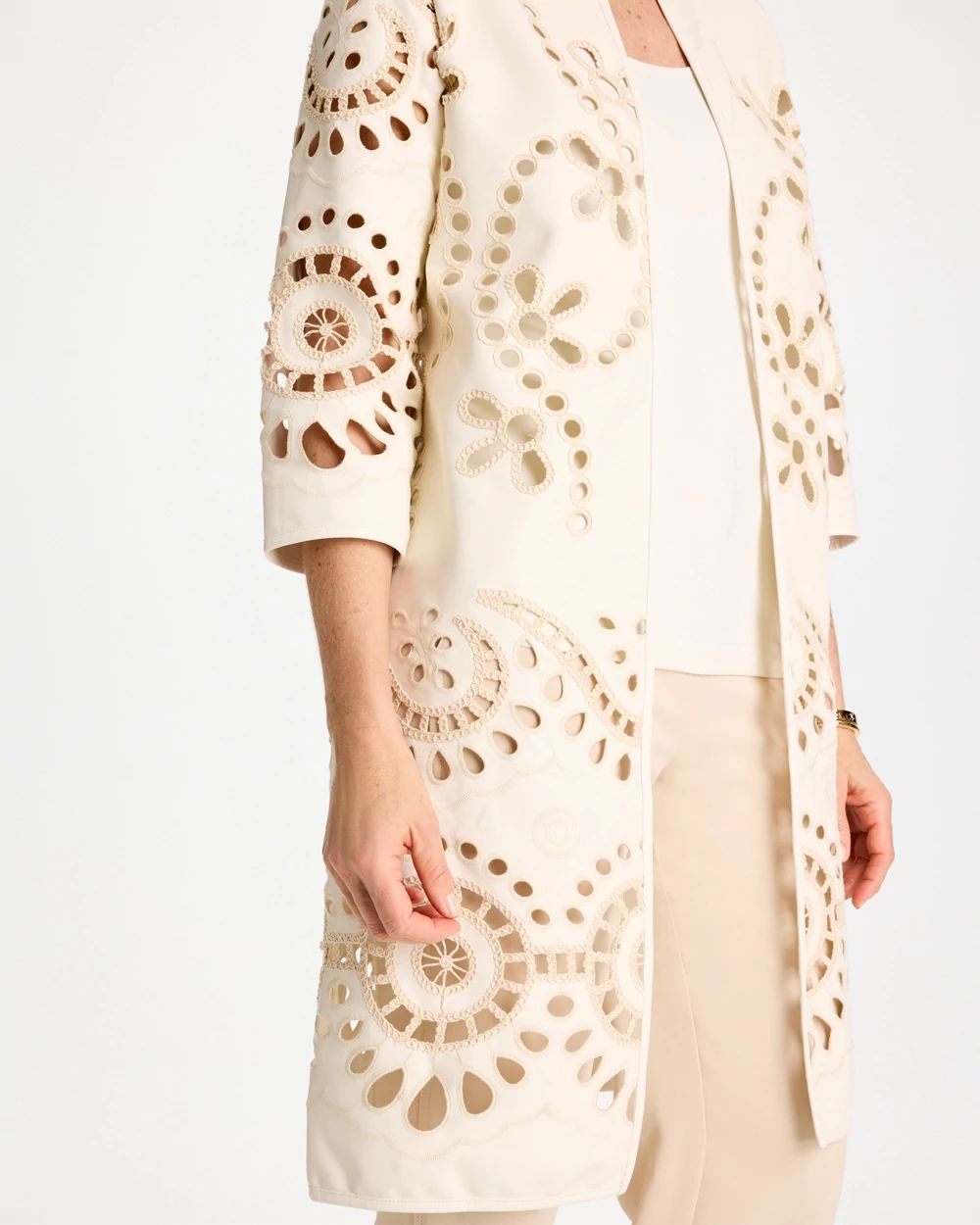 Long Faux Leather Kimono