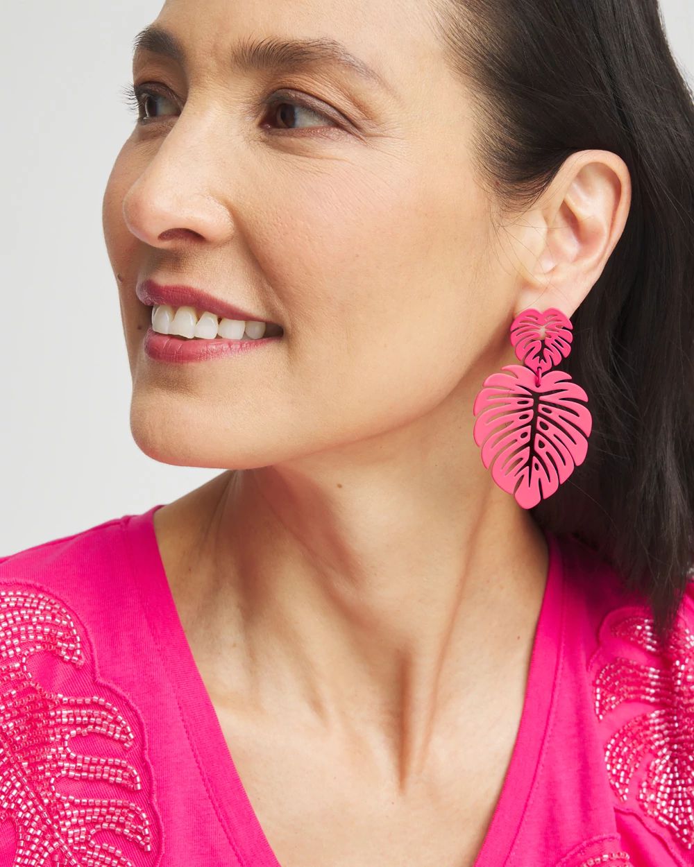 No Droop™ Pink Leaf Earrings
