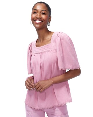 Gauze Square Neck Top