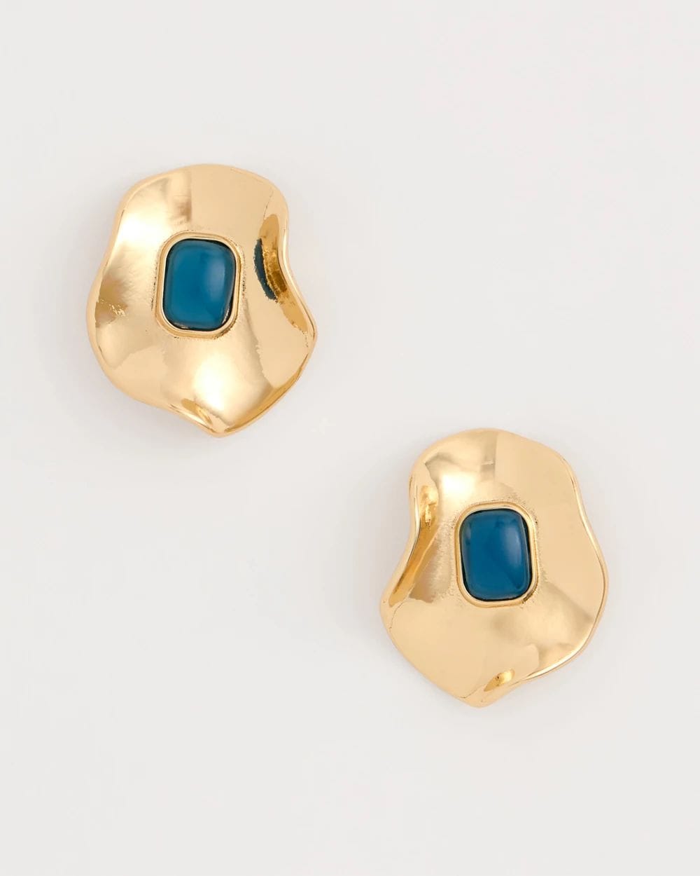 Blue Resin Cab Oversized Stud Earrings