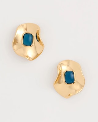 Blue Resin Cab Oversized Stud Earrings