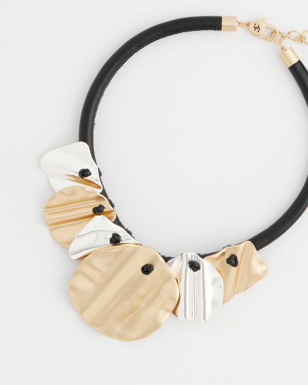 Crinkle Mixed Metal Bib Necklace