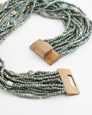 Tropical Tonal Seed Bead Bib Necklace click to view larger image.