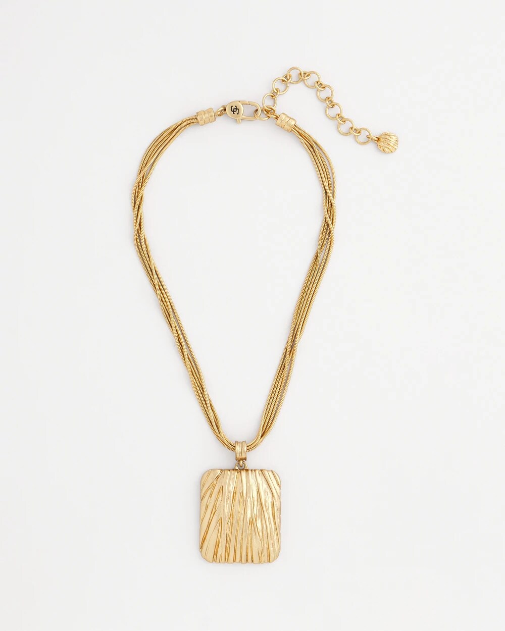 Goldtone Crinkle Pendant Necklace