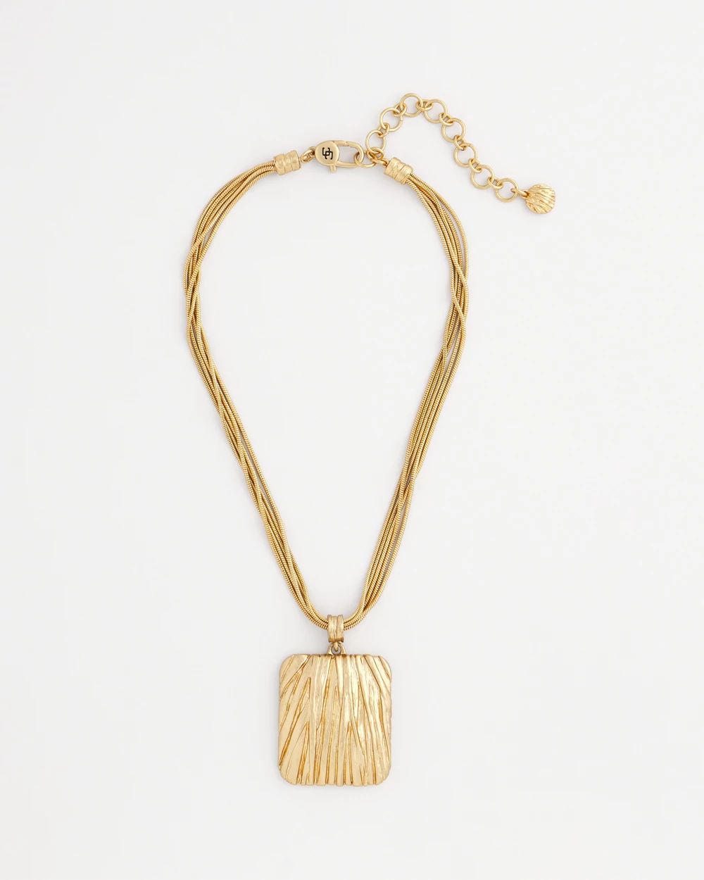 Goldtone Crinkle Pendant Necklace