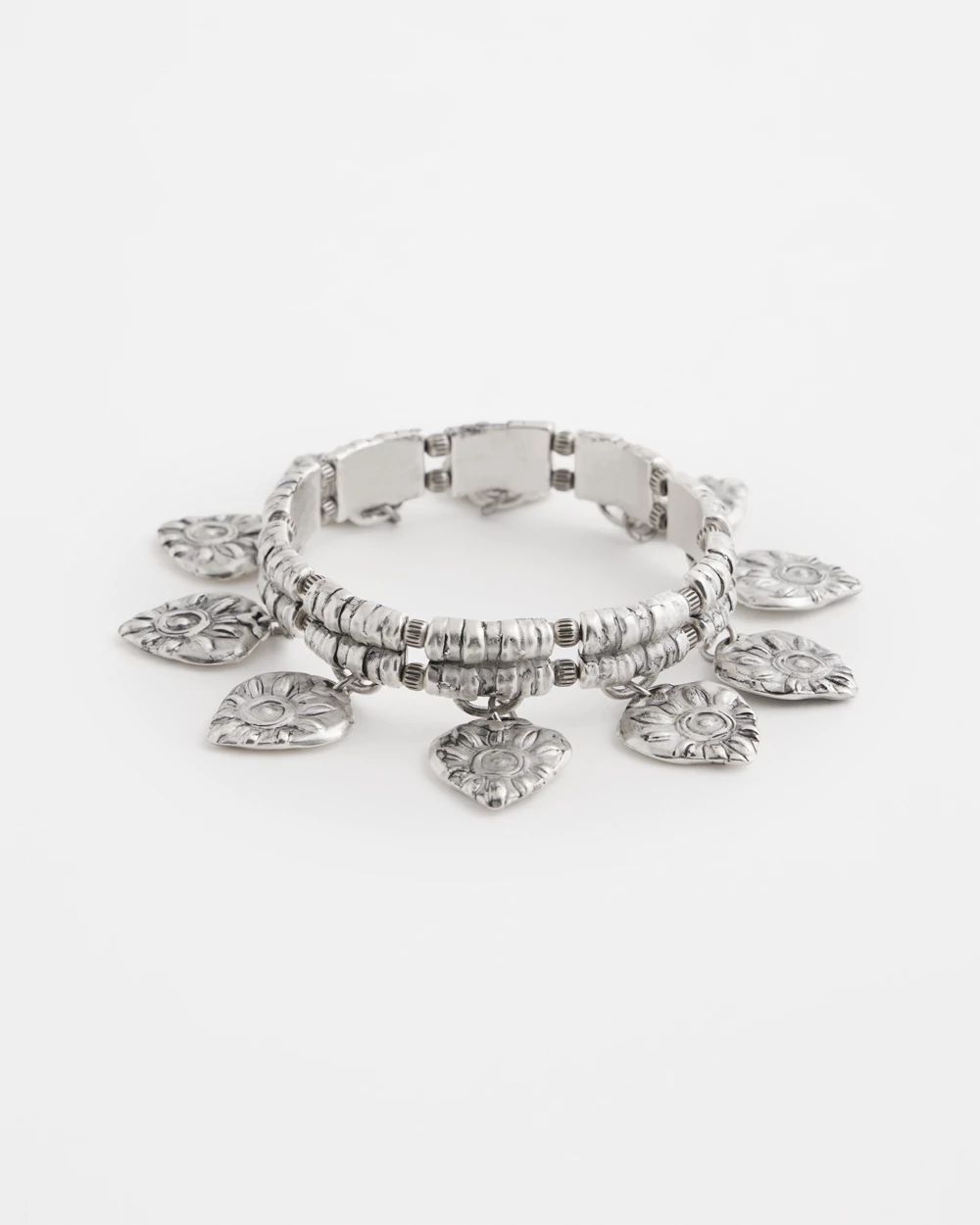 Silver-Tone Leaf Charm Bracelet