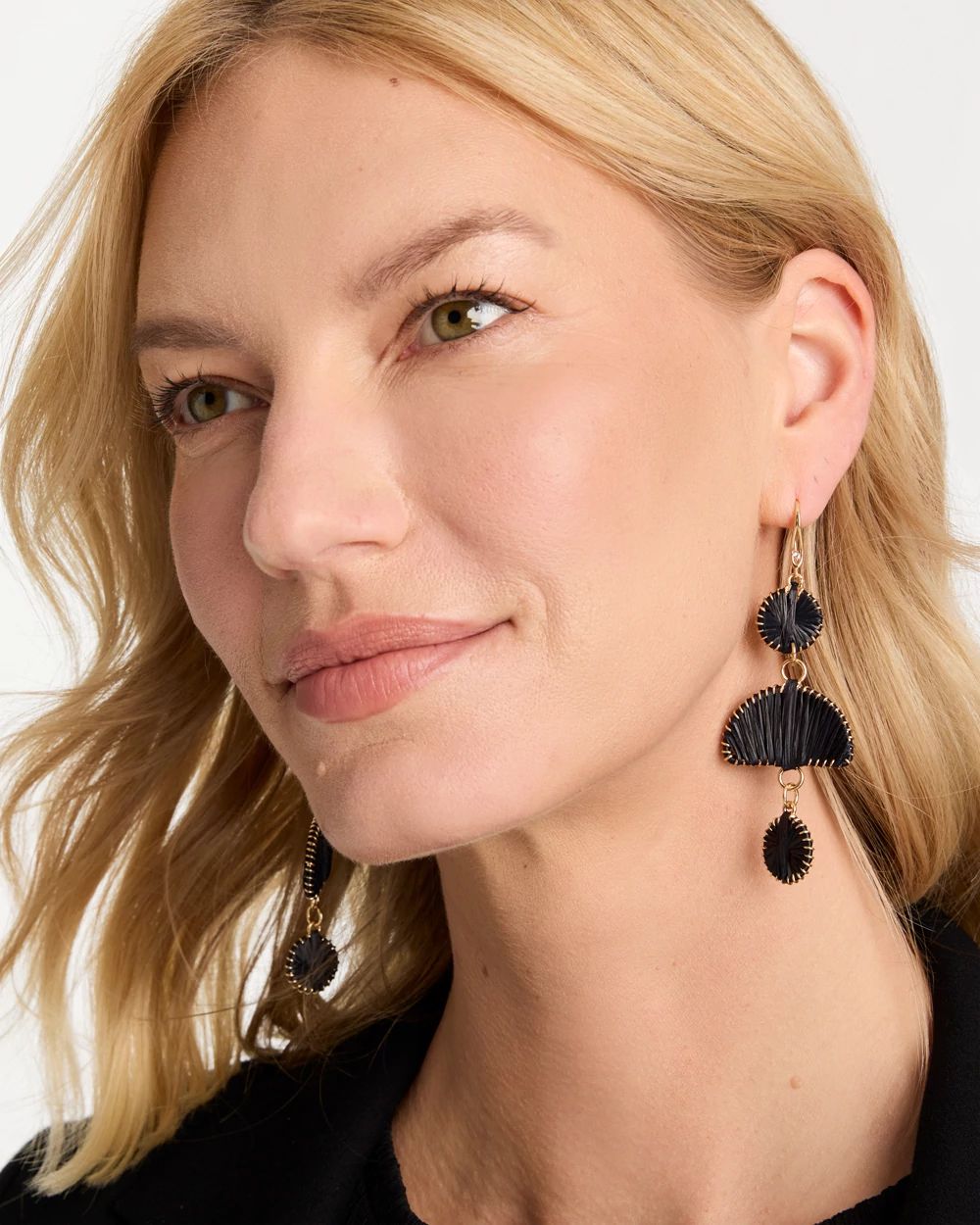 Tiered Raffia Drop Earrings click to view larger image.