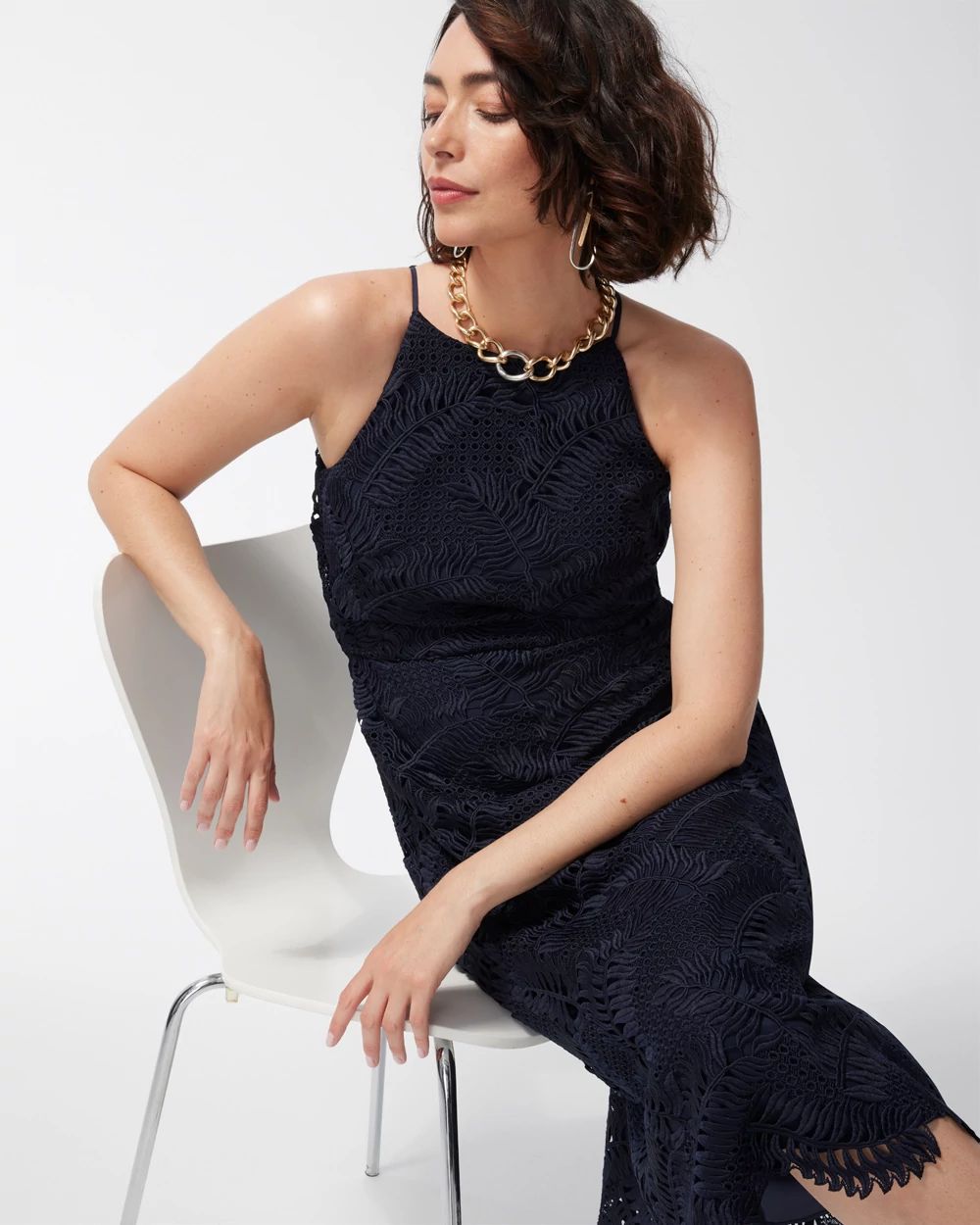Lace Halter Midi Dress