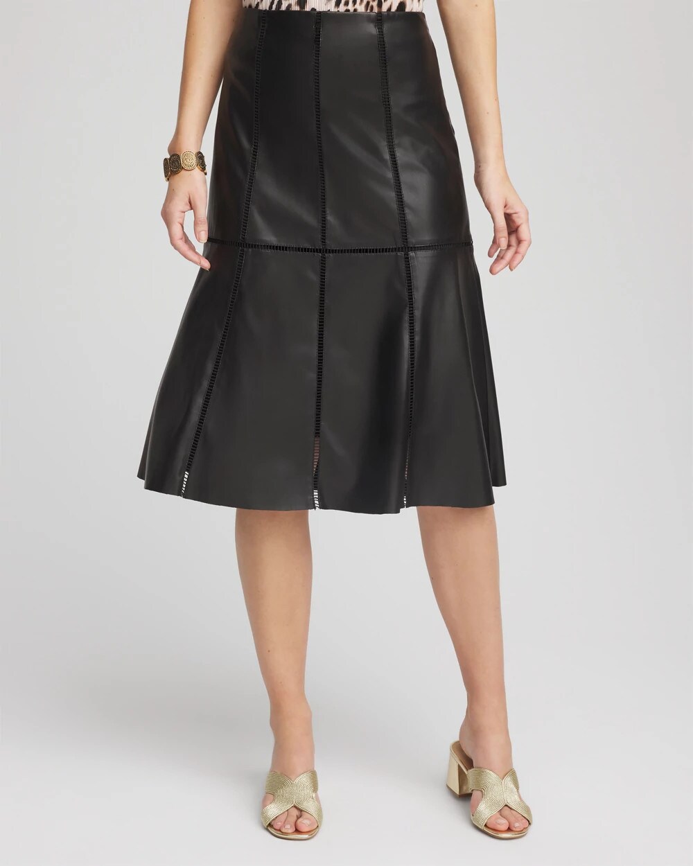 Faux Leather Seamed Skirt
