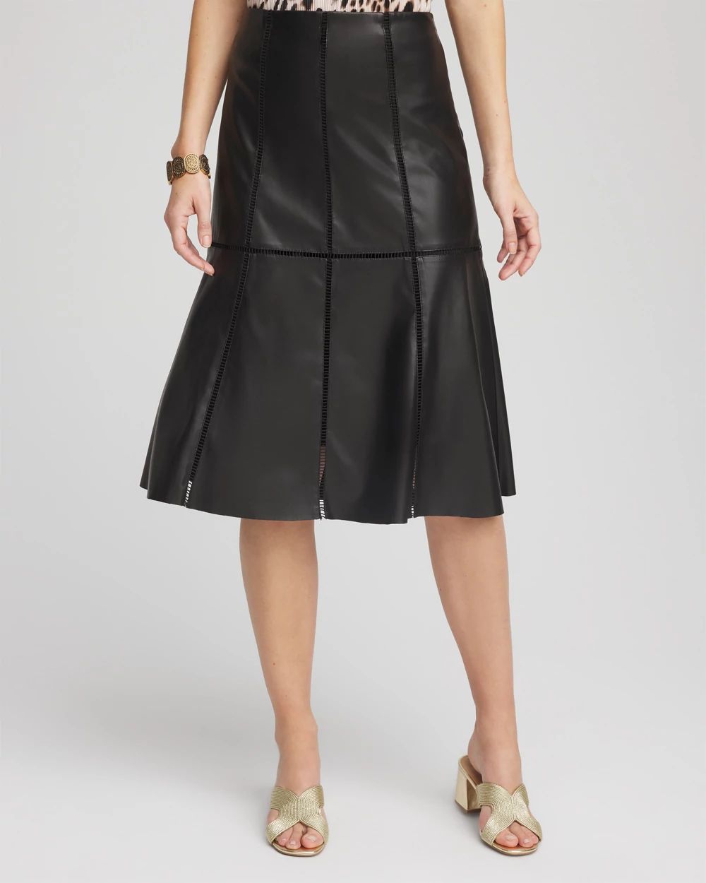 Faux Leather Seamed Skirt