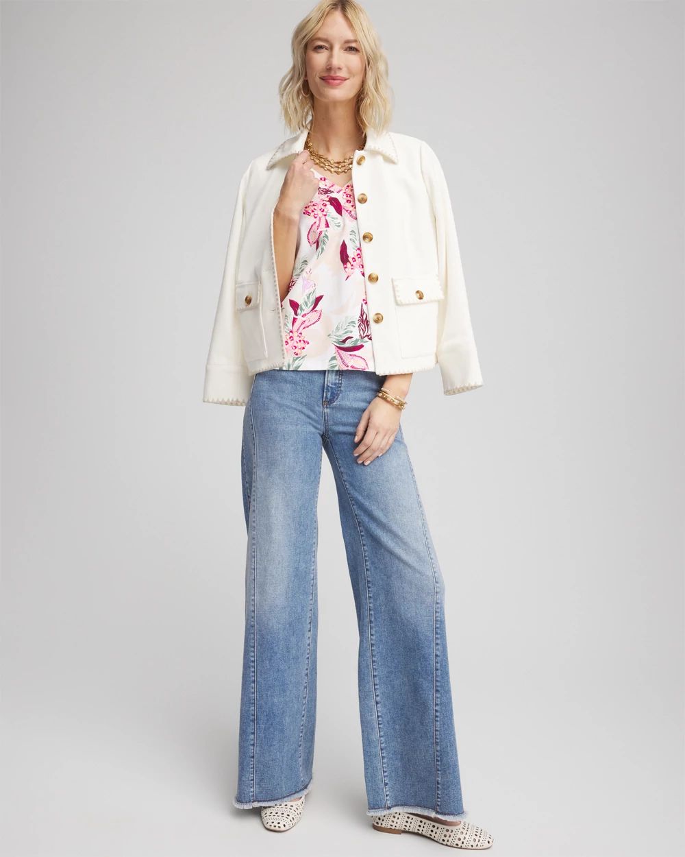 Floral Elbow-Sleeve Perfect Tee click to view larger image.