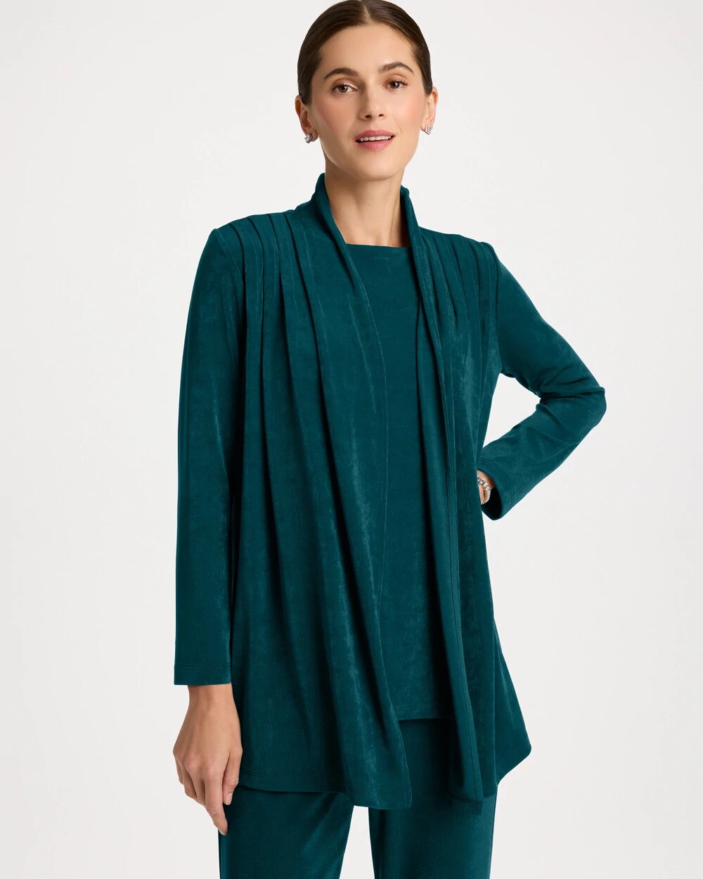 Chico's Travelers™ Pleat Front Jacket In Mazarine Teal