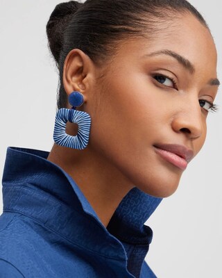 Blue Square Earrings