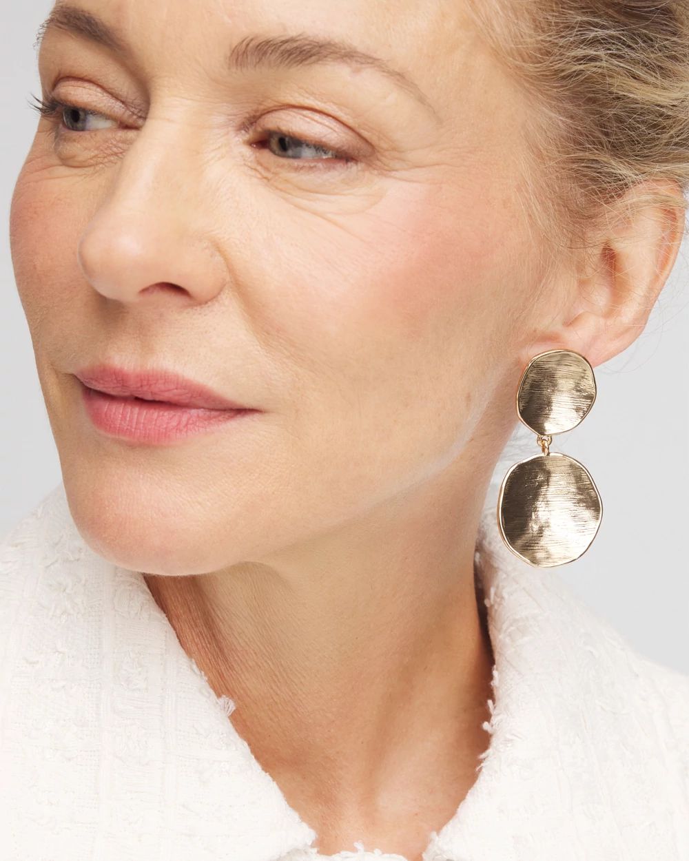Gold Tone Disc Drop Earrings