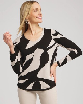Abstract V-neck Pullover Sweater