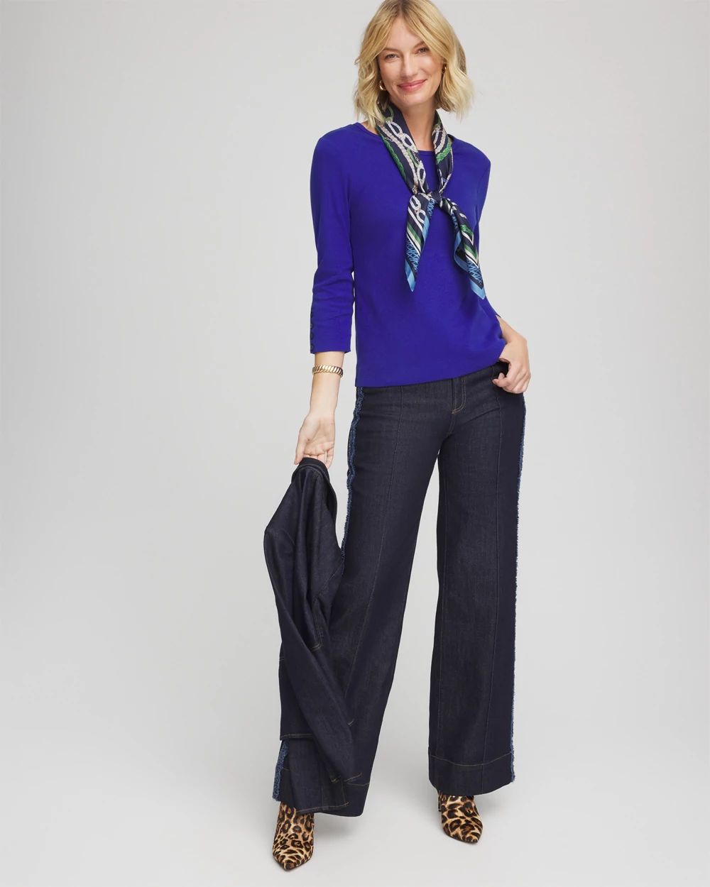 Pima Cotton Crewneck Button Tee