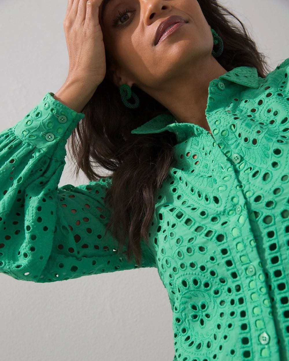 Eyelet Billow Sleeve Shirt