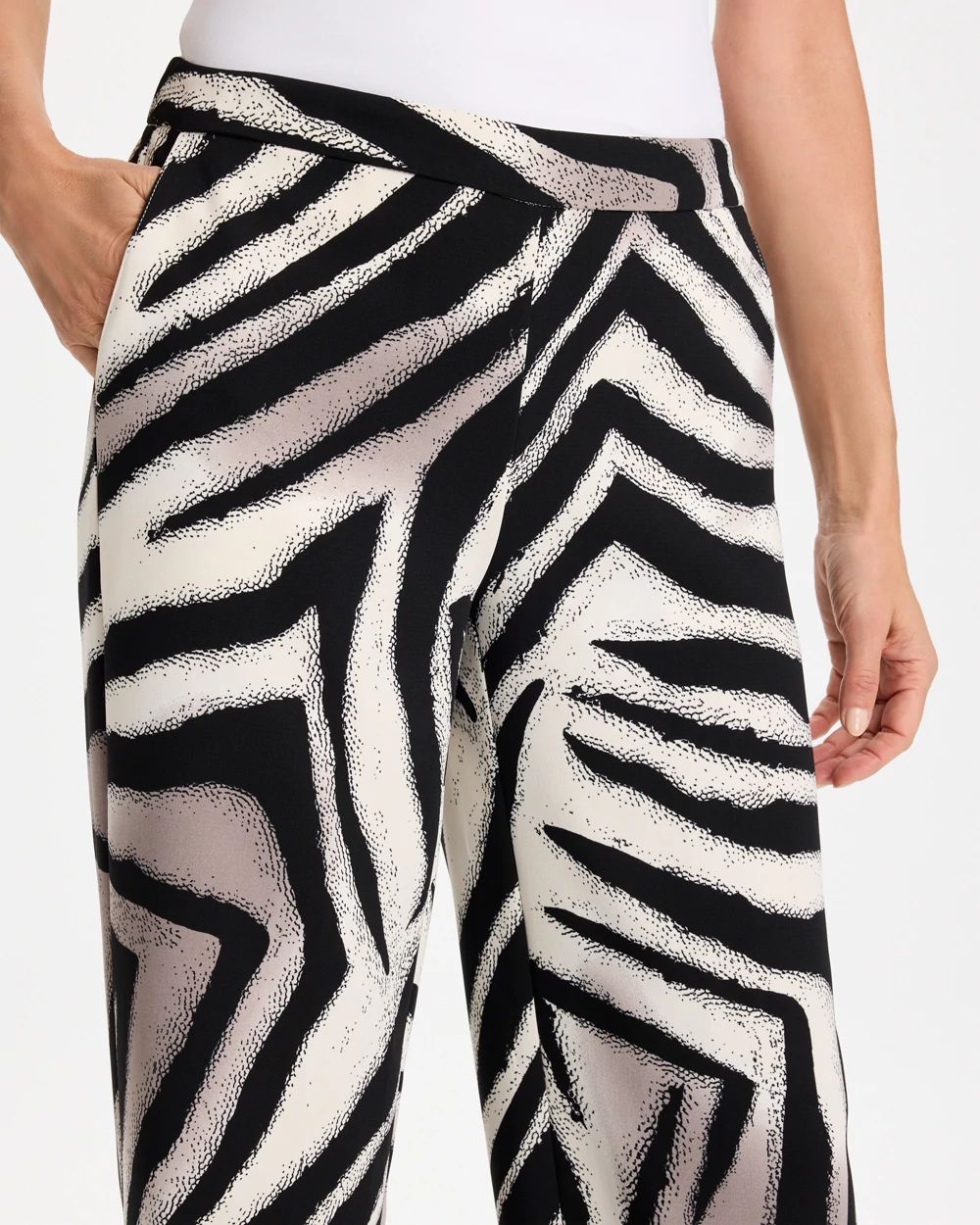 Zebra Animal Print Crepe Pants click to view larger image.