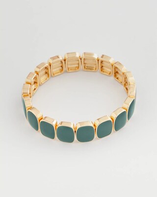 Resin Goldtone Square Stretch Bracelet click to view larger image.