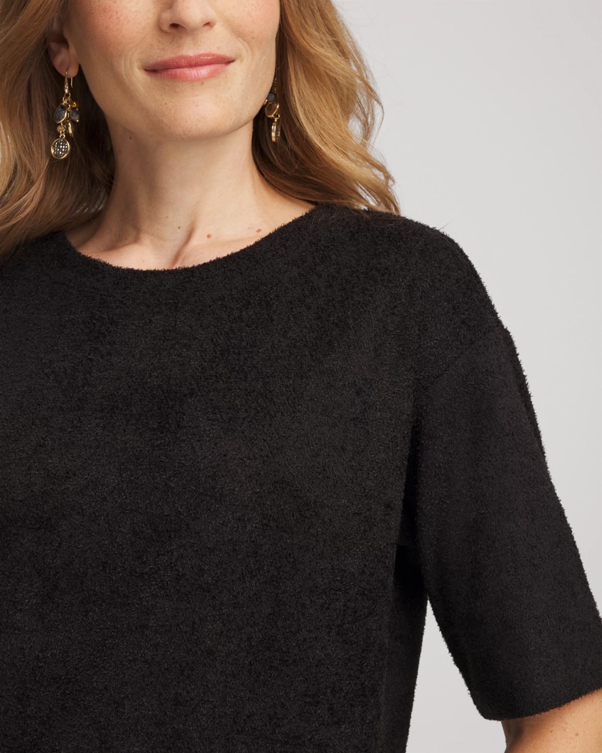 Chico's Cozy Crewneck Tee In Black In Black