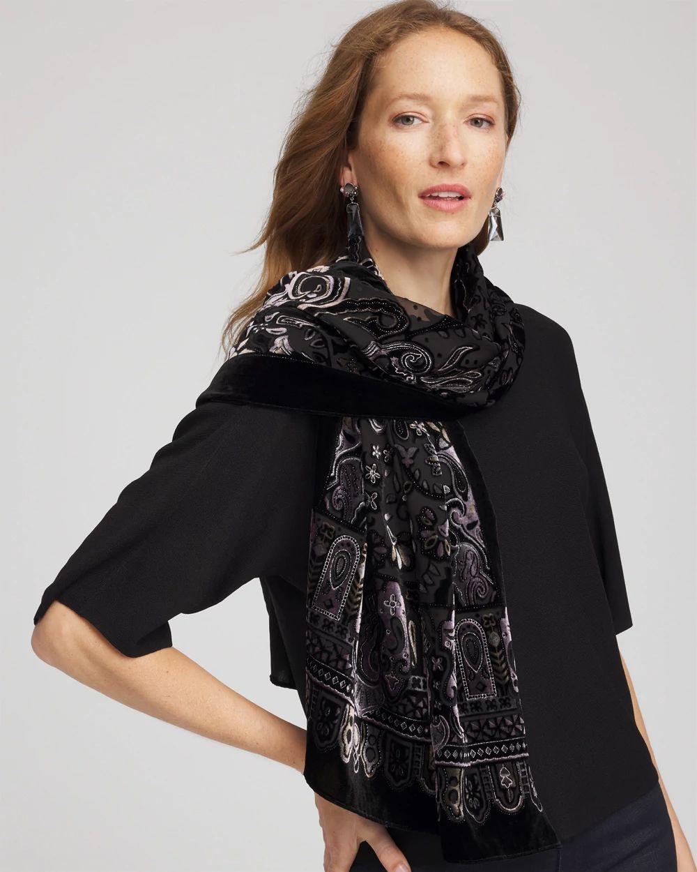 Velvet Burnout Oblong Scarf click to view larger image.