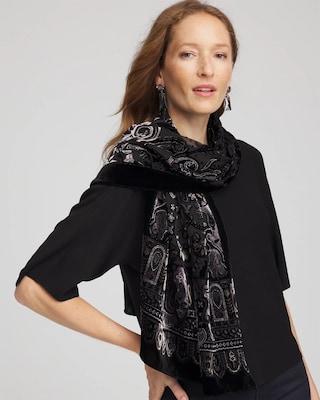 Velvet Burnout Oblong Scarf click to view larger image.