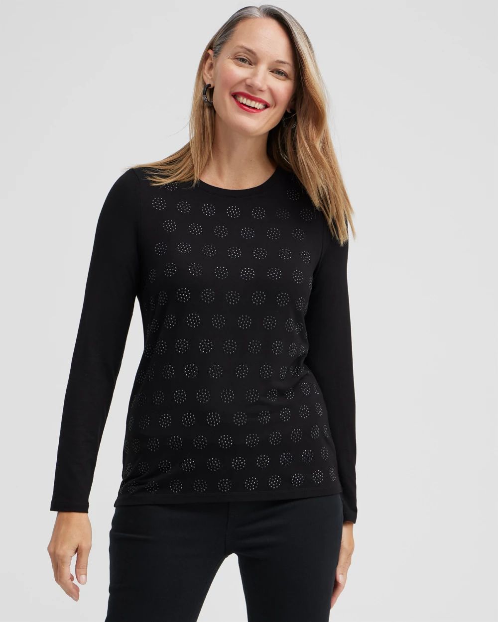 Touch of Cool Black Embellished Layering Tee