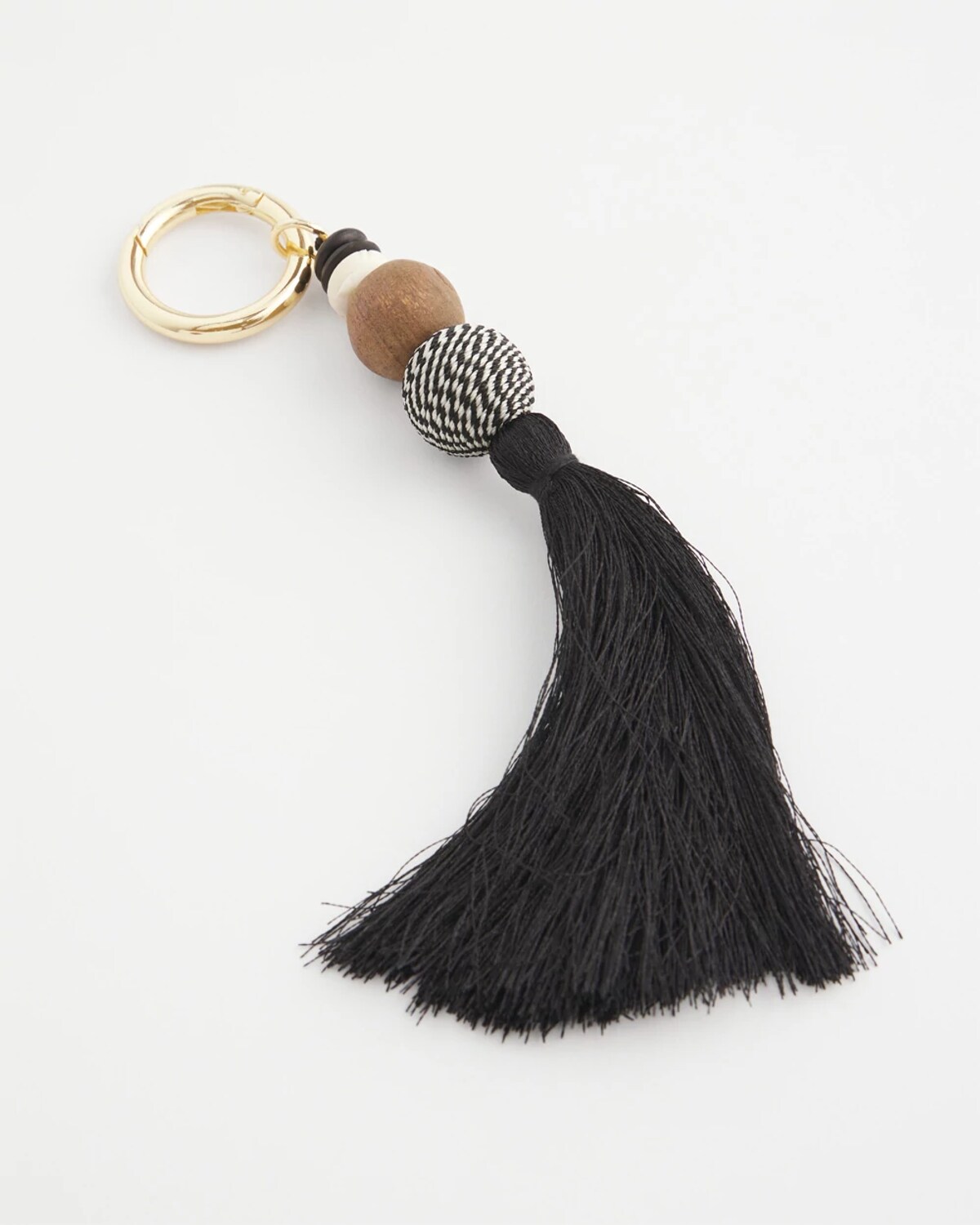 Chico's Tassel Bag Charm Key Chain In Black In Black