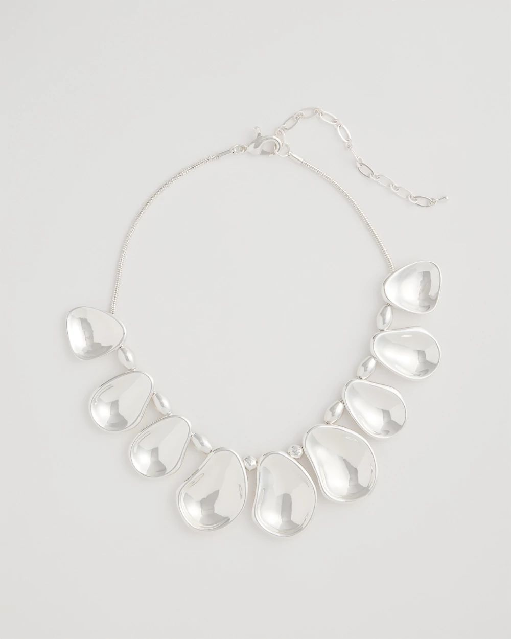 Shiny Silvertone Bib Necklace