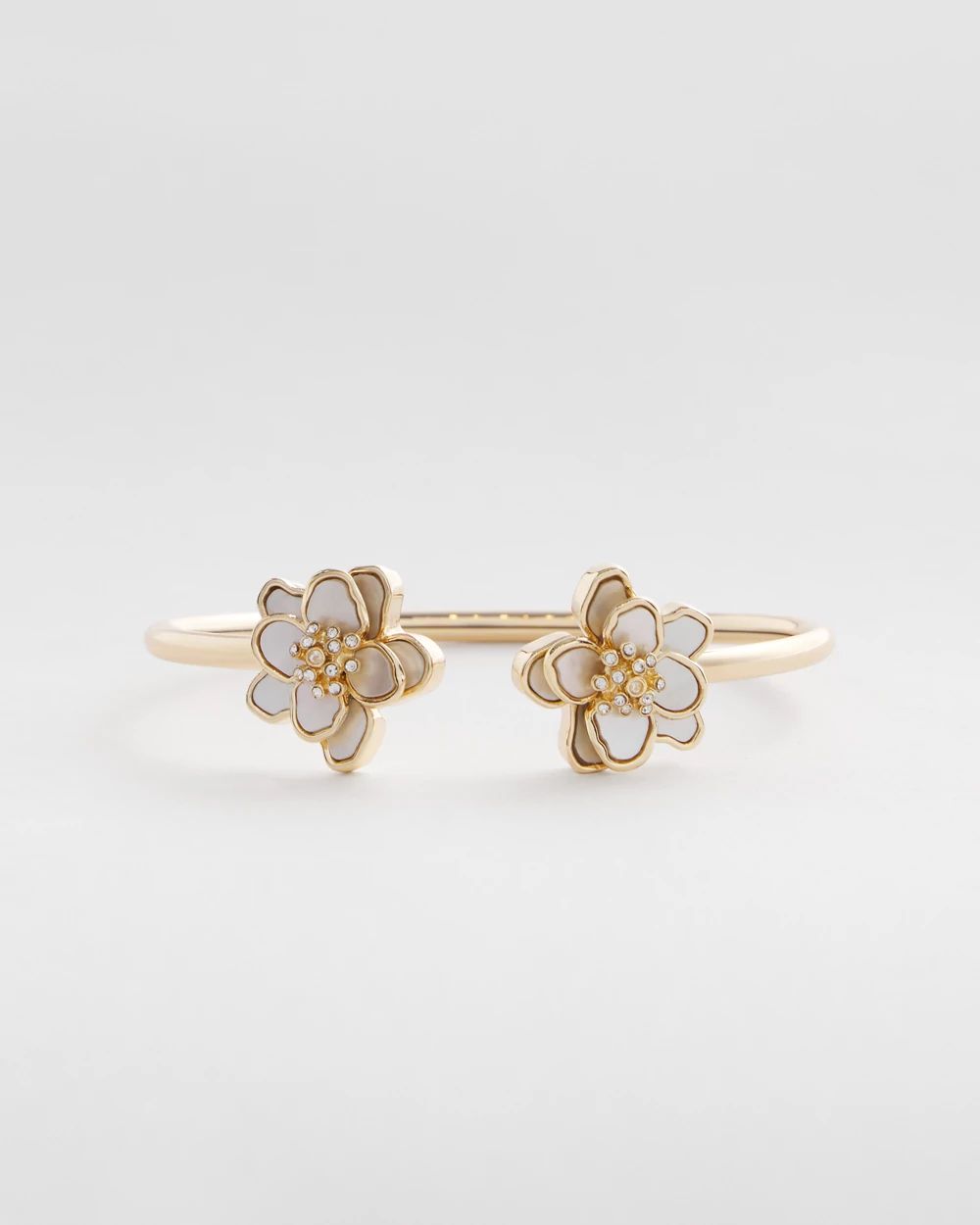 Genuine Shell Flower Flex Cuff Bracelet