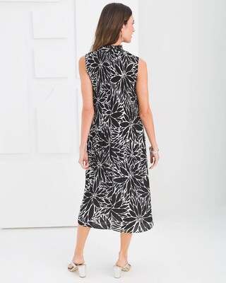 Black Label Floral Crinkle High-Neck Dress