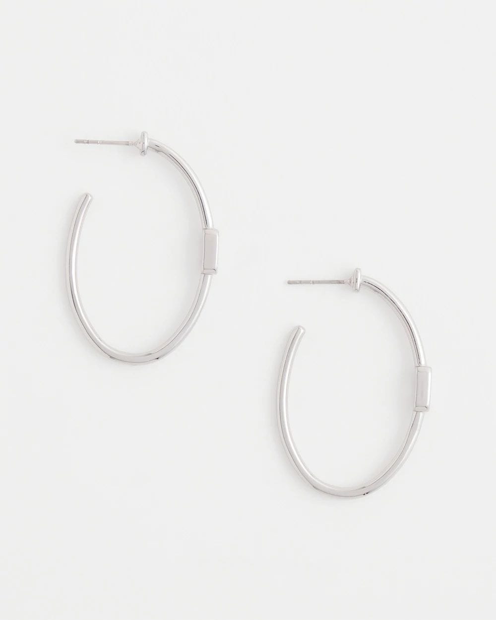 Silver Oval Hoop Earrings